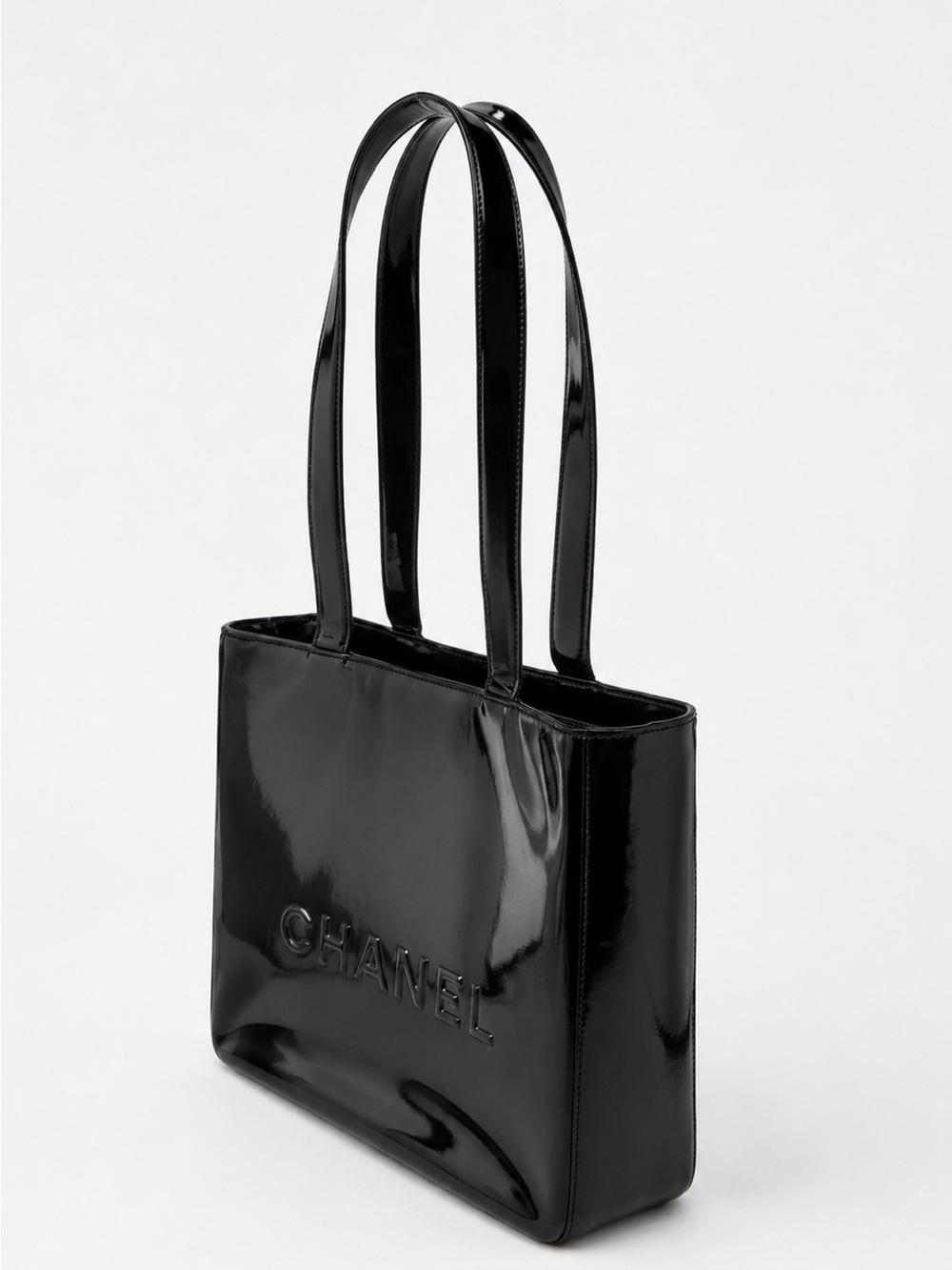 Chanel Logo Patent Leather Tote Bag